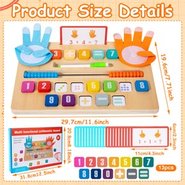 GAROMIA Montessori Wooden Maths Educational Toy for Children from 3 / 4 / 5 Years, Educational Finger Counting Math Gifts for Boys and Girls, Number Toy, Learning Calculation Aid (Learning Toy)