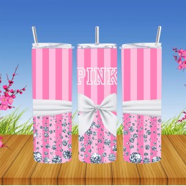 Handmade Pink VS Stainless Steel Tumbler 20 oz