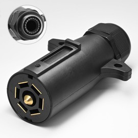 7 Pin Trailer Plug,RV 7 Way Trailer Plug with IP68 Waterproof Seal 7 Blade Trailer Plug Replacement Plug Adapter Compatible with Standard 7Way Trailer Sockets