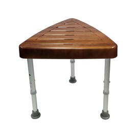 MedGear A-0212D Tool-Free Faux Teak Shower Chair, Brown