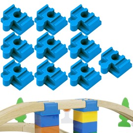 GXGM 10-Piece Set Track Connectors for Brio Duplo System Connectors, 4 x 3.2 x 1.12 cm Compatible Adapter Track Connector, Universally Combines Both Systems Together, Rail Connector (Blue, F)