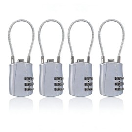 4PCS Cerraduras de Equipaje TSA, Cerradura de Seguridad de 3 Dígitos, Candado de Combinación, Candado Maletas de Viaje,Apto para Maletas, Viajes, Taquillas de Gimnasio, Cascos (Plateado)