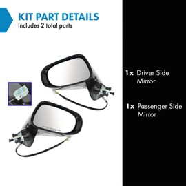 TRQ 2 Piece Driver and Passenger Side Mirror Assembly Set Electric Adjustment Heated No Memory Black Compatible with 2006-2008 Lexus IS250 IS350 With Turn Signal Housing LX1320111 LX1321111