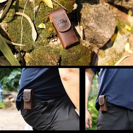 Topstache Leather Multitool Sheath for Leatherman Wave & Wave+ - Multitool Holster for Belt - Belt Loop Leather Multitool Pouch - Magnetic Closure Tool Pouch Case, Darkbrown