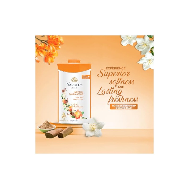 Yardley Talco perfumado de sándalo, 250 g