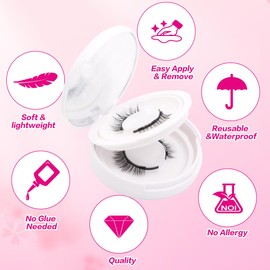 FindLove 2PCS Magnetic Eyelashes Natural Magnetic Lashes Asian Lashes False Eyelashes Lashes for Beginners Natural Look No Glue or Liner Needed(JL)