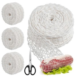 Milkary 4 Rolls 65.6Ft Meat Netting Roll, Size 18 Elastic Ham Sock Netting with Scissor, Smoked Meat Poultry Ham Netting, Butchers Twine for Meat Cooking Meat Ham Sausage Making