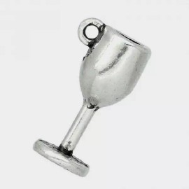 Unbranded 10 Champagne Wine Glass Charm 3D Antique Silver 16 x 5 mm US Seller 1300