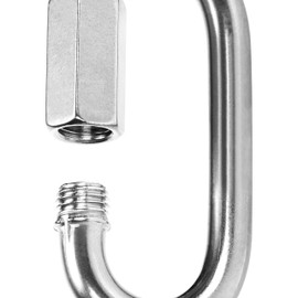 com-four® 3 x Screw Connectors - Chain Link 8 mm - Carabiner with Screw Cap - Material Carabiner - Connector - 304 Stainless Steel, Rustproof, Durable (Pack of 3 - 08 x 70 mm)