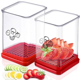 2 Stück Gemüseschneider, Strawberry Cup Slicer Obstschneider Tassenschneider Obstschneider mit Schutzkappe und Aufbewahrung, für Erdbeere Bananen Weiche Früchte Gemüse