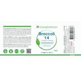 EnergyBalance Broccoli Extract, 60 Capsules of 517 mg Each with 30 mg Sulforaphane – With Nasturtium – High Dose & Vegan – Brand Quality from Switzerland