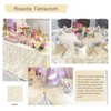 3D Satin Rosette Rectangle Tablecloth 90 x132 Inches Ivory Satin
