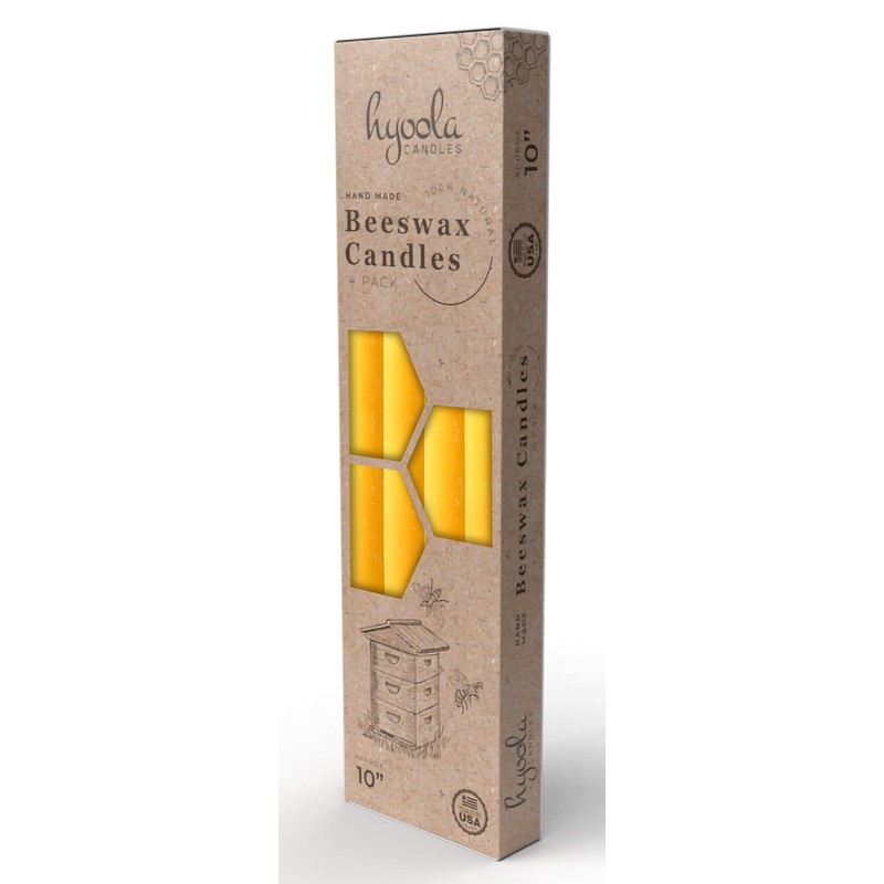 Hyoola 10" Beeswax Taper Candles - 10 Hour Burn Time