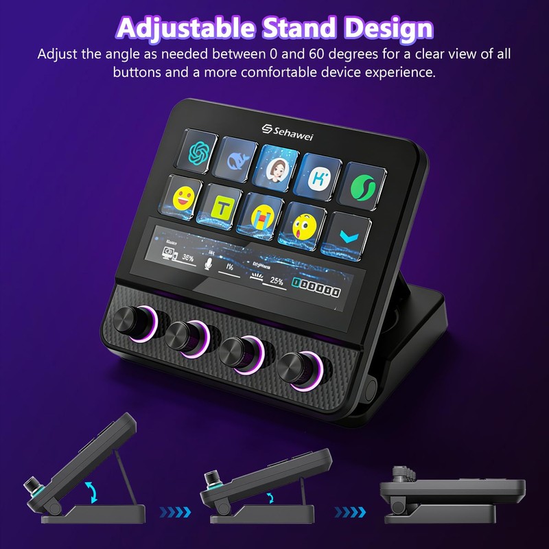 Sehawei N4 Pro Macro Pad,10-Key LCD Shortcut Keyboard with 4