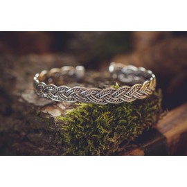 Windalf Lucana Braided Bracelet Diameter 5.8 cm Silver Jewellery Handmade 925 Sterling Silver, Sterling Silver
