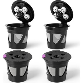 Reusable K Cups for Keurig, 4-Pack Refillable Coffee Pods with 5 Holes, Compatible with Keurig K Supreme, K Slim, K-Duo Gen2, K-Brew Chill (MultiStream Technology)