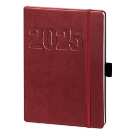 bsb bsb V-Book 02-0147 Appointment Diary Weekly Planner Pocket Diary Book Calendar 2025 Approx. A5 Bordeaux Soft Faux Leather with Elastic Band 1 Week = 2 Pages