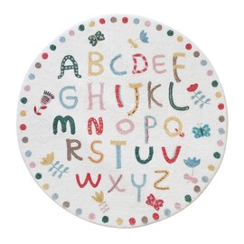 Poowe ABC Kids Play Mat Baby Nursery Rugs Round Educational Alphabet Soft Area Rug Non Slip for Children Toddlers Bedroom (Round 39.4", ABC Letters)