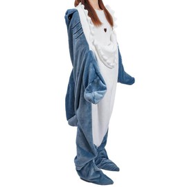 inkArts Shark Blanket Hoodie Kid, Wearable Shark Blanket, Shark Sleeping Bag, Soft Cozy Warm Flannel Hoodie, Shark Blanket Onesie Kids(S)