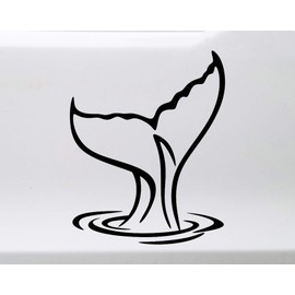 Minglewood Trading White - Tail of a Whale Vinyl Decal - Ocean Sea Waves Water - Die Cut Sticker - 4w x 5h inches