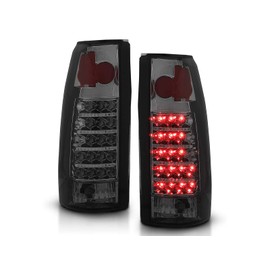 AmeriLite for 1988-1999 Chevy GMC Full Size C/K Pickup Truck Tahoe Suburban Smoke LED Replacement Tail Lights Assembly Pair - Passenger and Driver Side