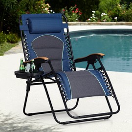 Sophia & William Oversized XL Zero Gravity Recliner Chair Padded Reclining Lounge Chair with Cup Holder, Support 400 LBS, Blue