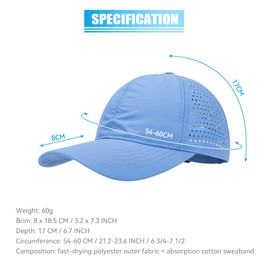 PivotWing 4-Panels Perforation Baseball Cap - Lightweight Breathable for All Sports, sky blue