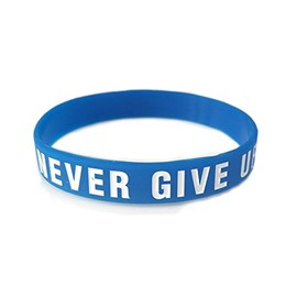 JOYID "Never give up Motivational Bracelets Rubber Band Wristbands Jewelry Inspirational Bracelets Gifts-Blue