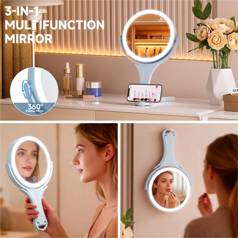Makeup Mirror with Lights 2000mAh Rechargeable Travel Mirror