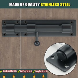 Alise Slide Bolt Gate Latch with Padlock,8 Inch Heavy Duty Barrel Bolts Latches Double Sides Gate Hardware for Wooden Fence Shed Yard Barn Door Interior and Outdoor,Solid SUS304 Stainless Steel Black