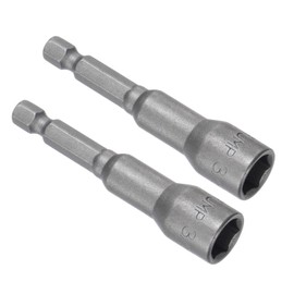 CoCud Quick-Change Nut Setter Driver Bit, 3/8-inch SAE 65mm Length 1/4" Shank, CR-V No-Magnetic Straight Shank Setter Drill Bits - (Applications: for Auto Repair) - 2pieces