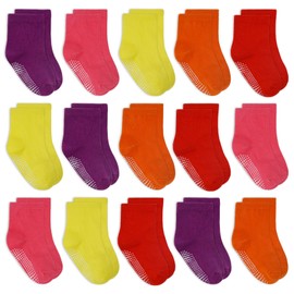 HYCLES Stopper Socks Children - 15 Pairs ABS Socks Children Baby Girls Toddler Non-Slip Socks Non-Slip Socks for 1-7 Years, 03# Bright Color