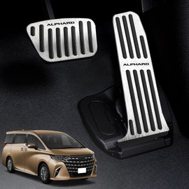 HUDIY Alphard 40 Series Pedals ALPHARD40 AAHH40W AAHH45W (June 2023 - Current) Aluminum Alloy Foot Pedal Cover Brake Pedals Axle Pedals Footrest Designed for Vehicle Vehicles Interior Custom Dress Up Safe Driving with Japanese Instruction Manual (Silver)