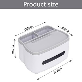 Multifunctional Rectangular Tissue Box Cover with Storage Organizer – 2-Piece Napkin Holder & Paper Dispenser for Living Room, Bathroom, Bedroom, Kitchen, Office – Remote Control Holder