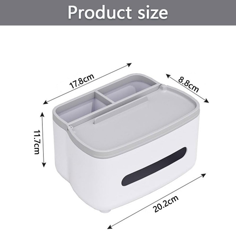Multifunctional Rectangular Tissue Box Cover with Storage Organizer – 2-Piece