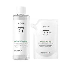 ANUA Dokudami 77 Soothing Toner, 11.8 fl oz (340 ml) + Houtudami 77 Soothing Toner, 11.8 fl oz (340 ml), Refill, Set of 2, Lotion, Large Capacity, Moisturizing, Moist Lotion, Fluctuating Skin, Oily