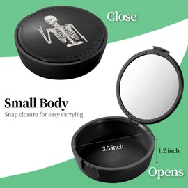 TIHYWR Retainer Case,Denture Case Cute Mouth Guard Case Container Storage Racks,Orthodontic Aligner Case With Mirror and Ventilatio,Black Skull
