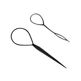 Bamboopack 2PCS(Large+Small) Topsy Tail Hair Tool Fast Hair Styling Accessories Plastic Magic Pull Hair Pin Clip for Ponytail Loop Bun Maker, Black