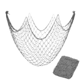 MECCANIXITY 2 Pack Decorative Fishing Net Decor, Dark Gray 80x40 Inch Picture Wall Photo Hanging Cotton Fish Net for Beach Party,Hawaiian Themed Party,Under The Sea Party Decorations