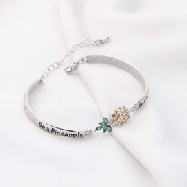 SEIRAA IVF Infertility Pineapple Charm Be a Pineapple Stand Tall Wear a Crown BangleMom Jewelry IVF Encouragement Gift (IVF Stand bangle)