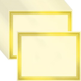 25 Count Certificate Paper 8.5 x 11 for Printing,Blank Gold Foil Border,Award Certificate Paper for Business,Graduation Diploma,School and Achievement (Ivory)