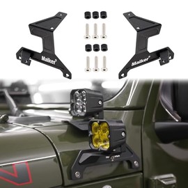 Soportes de luz de doble pilar A para Jeep Wrangler JL y Gladiator JT 2018–2023 – Instalación rápida, compatible con LED/HID, acero duradero, sin dañar el vehículo（No apto para Mojave y 392）