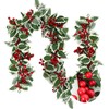 2PCS Red Berry Christmas Garland Christmas Artificial Garlands,Xmas Berry Holly