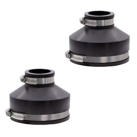 Fernco 2-Pack 1056-415 Reducing 4-in. x 1-1/2-in. Flexible PVC Pipe Coupling for Cast Iron and Plastic Plumbing Connections in Black