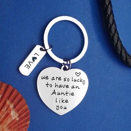 Aunt Gift We are So Lucky to Have an Auntie Like You Keychain Christmas Gifts For Special Aunt Godmother Gift Family Member Auntie Birthday Valentines Jewelry for Aunt from Niece Nephew