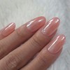 Pink Ribbon Glazed Handmade Nail Tips - Short Ballerina /