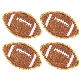 DAJISI 4PCS Football Iron on Patches for Clothing, Sport Iron on Patches with Gold Edges Football Embroidered Patch for Hats Clothes Backpacks DIY Decor