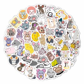 BulbaCraft Mouse Stickers for Water Bottle and Laptop - Mouse Party Supplies & Decorations, Waterproof Vinyl Decals, Cute Animal and Rodent Stickers, Gifts for Women & Men