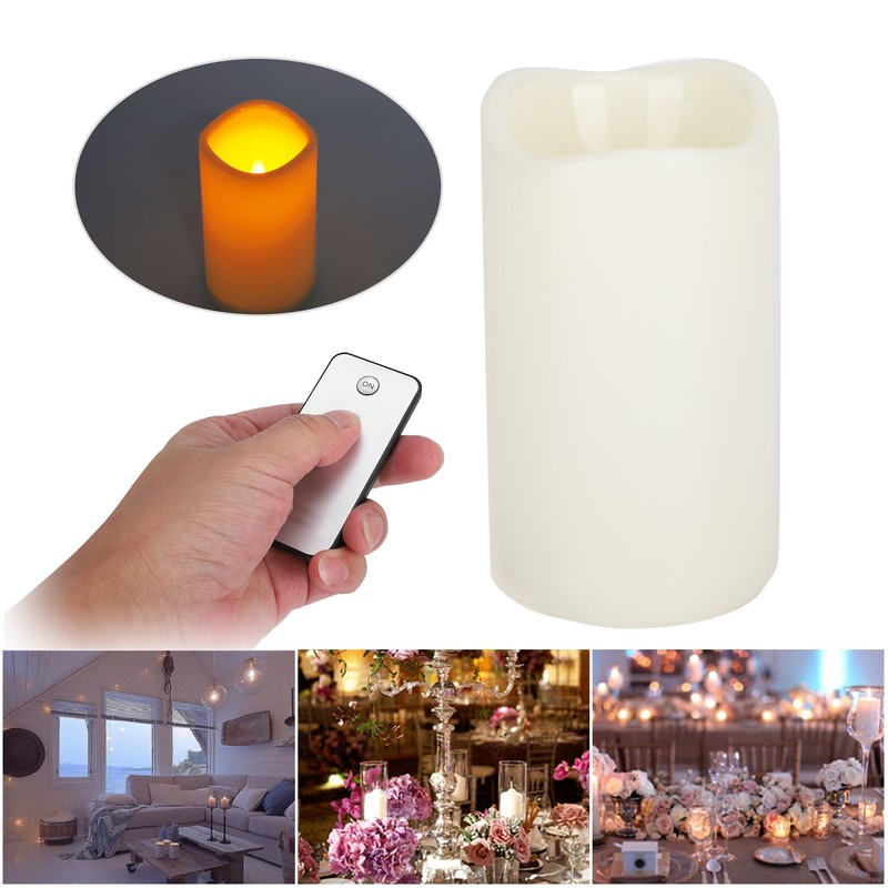 3pcs Electronic LED Candles Plastic Flameless Flickering Pillar Fake Candles
