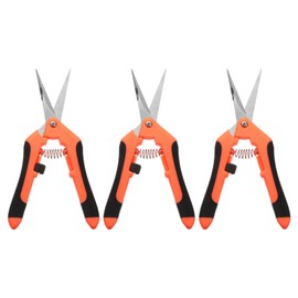 HARFINGTON 3pcs Gardening Scissors 6.5" Straight Stainless Steel Blades Hand Pruner Garden Pruning Shears for Plant Flowers Trimming in Garden, Orange